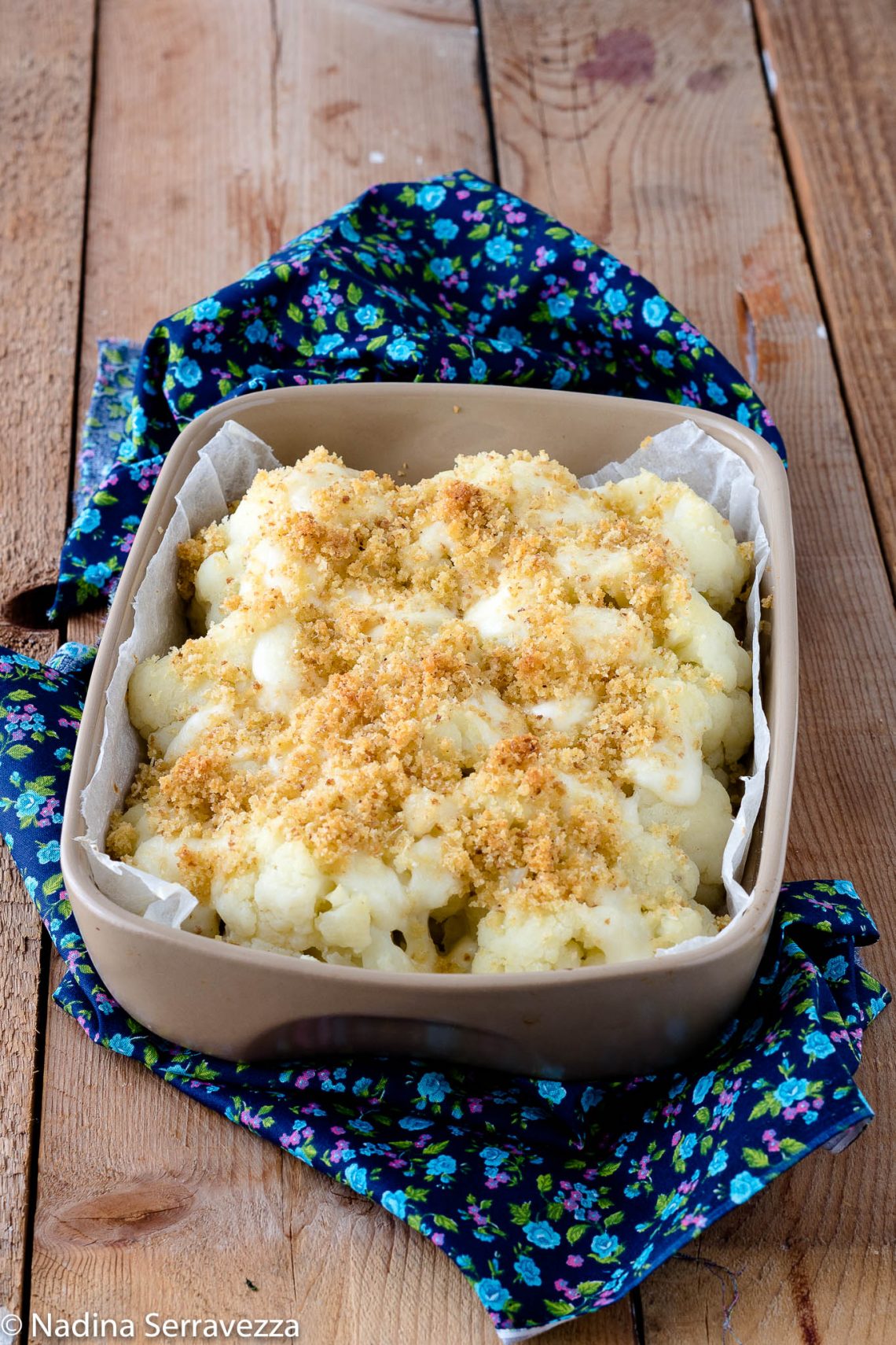 Cavolfiore gratinato al forno con mozzarella